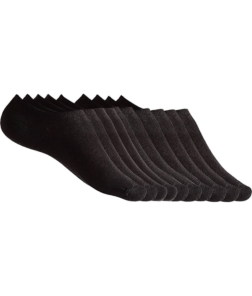 Texlon - Black Cotton Men's No Show Socks ( Pack of 5 )