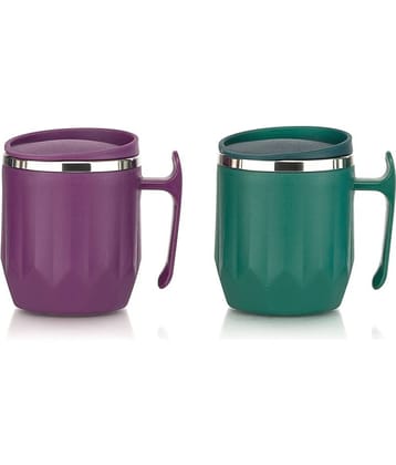 MAGICSPOON Multicolor Steel Coffee Mug ( Pack of 2 )
