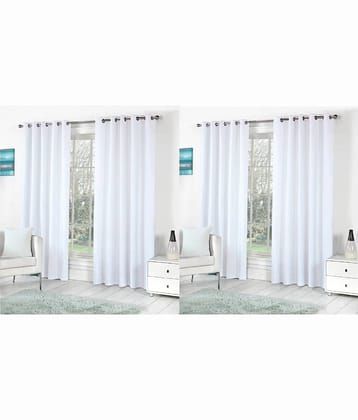 N2C Home Solid Semi-Transparent Eyelet Curtain 5 ft ( Pack of 4 ) - White