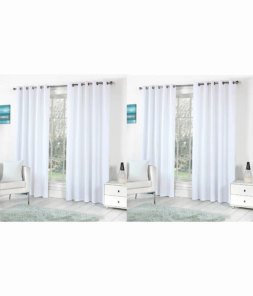 N2C Home Solid Semi-Transparent Eyelet Curtain 5 ft ( Pack of 4 ) - White