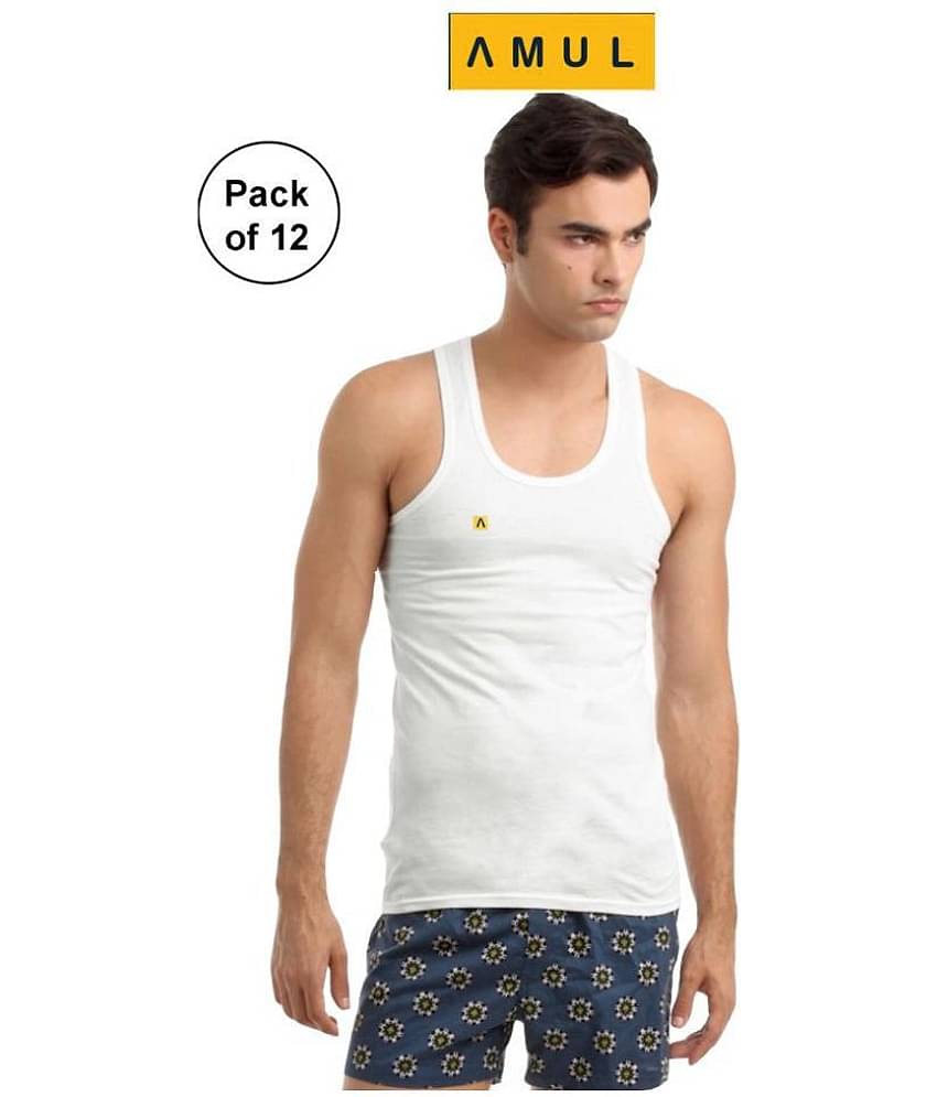 Macho White Sleeveless Vests Pack of 12