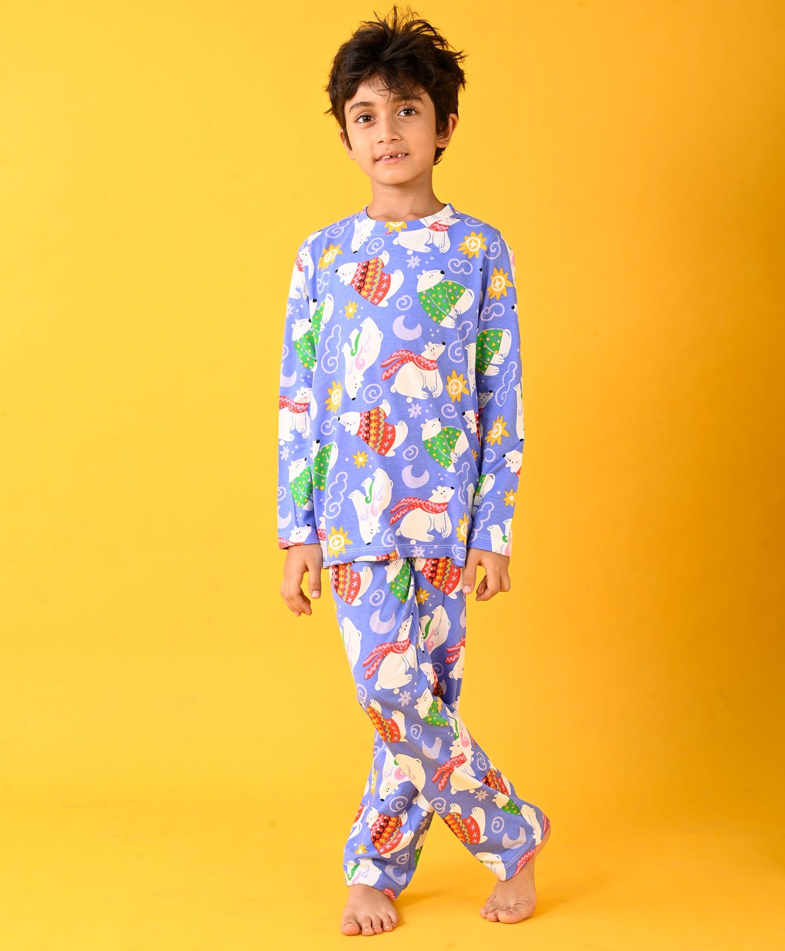 POLAR BEAR BOYS LONG SLEEVE PYJAMA SET - BLUE-0-6 MONTHS / 2N / BLUE