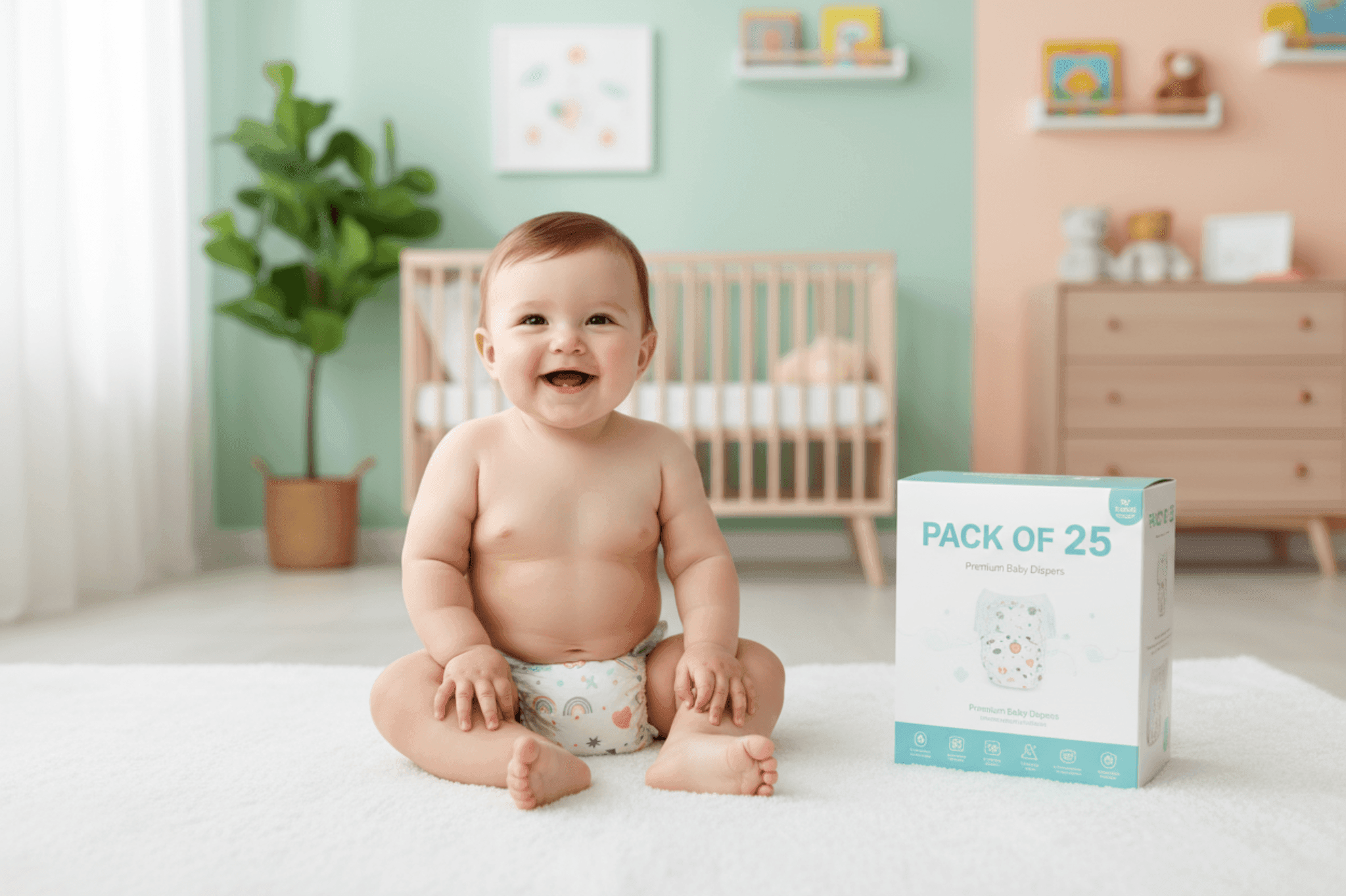 Natural Disposable Diapers for Babies- 25 pcs