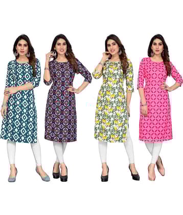KETAKI FASHION Crepe Printed Straight Women's Kurti - Multicoloured ( Pack of 4 )