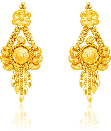 LUV FASHION Golden Drop Earrings ( Pack of 1 )