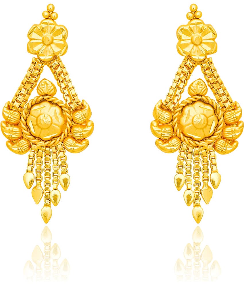LUV FASHION Golden Drop Earrings ( Pack of 1 )