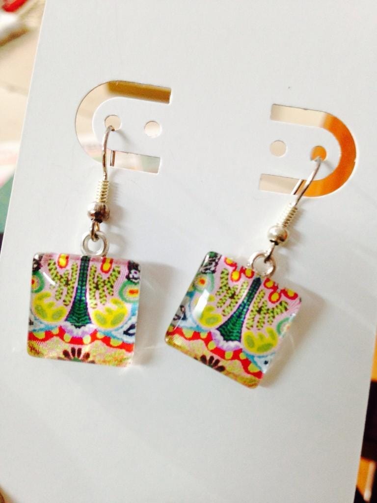 Snaky Squares Glass Earrings