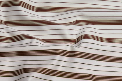100% Giza Cotton, Yarn Dyed Stripe, Plain,Whie And Brown,Men And Women, Unstitched Shirting Or Top Fabric-1 Meter