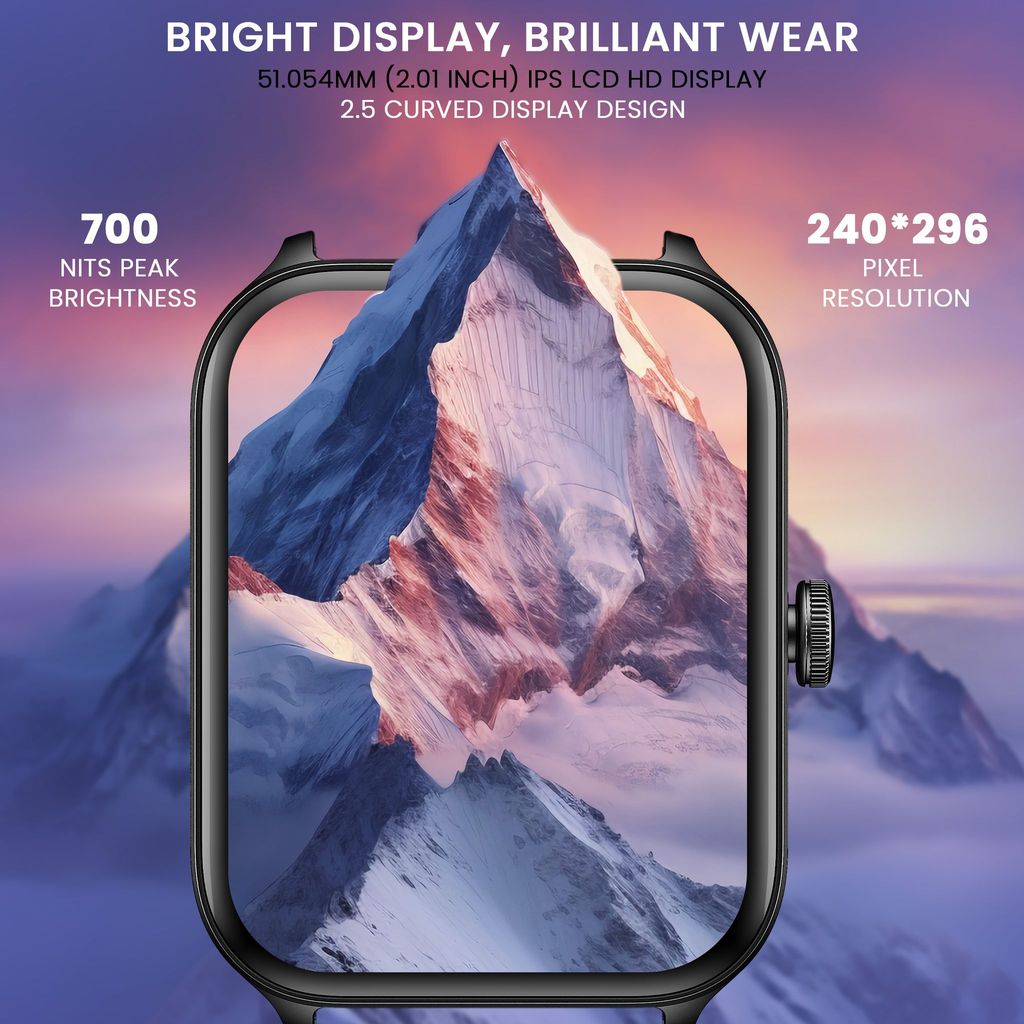 CELLECOR M5 Plus 2.01" IPS HD Display | 700 NITS | BT-Calling | AOD | IP67 | BT v5.4| Smartwatch - Black