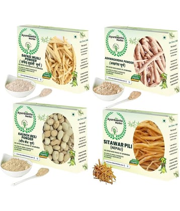 Ayurdaanta Safed Musli, Aswagmandh, Kaunch Beej & Pili Nepali Sitawar Powder 100gm (Pack of 4)
