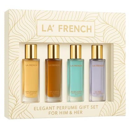 Elegant Perfume Gift Set for Men & Women 4x20ml | Long Lasting Mini Perfume Combo | Splendid, Opulent, Elegant, Luxe | Premium Unisex Fragrance Set
