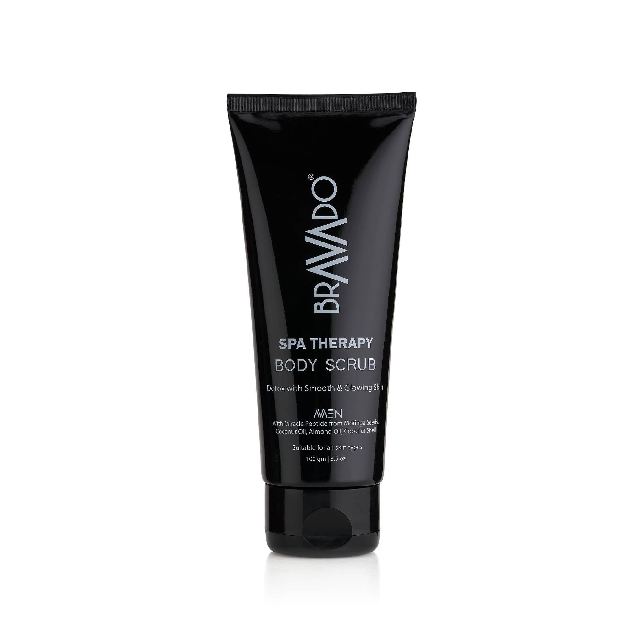 BRAVADO Spa Therapy Body Scrub for Men - Exfoliate, De-Tan & Condition Skin with Nourishing Ingredients | Blackhead Remover & De-Tan Solution | Face Cream, Face Cleanser, Skin Scrubber | 100g