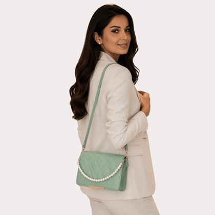 Rose Charm Textured Pink Shoulder Bag for Women