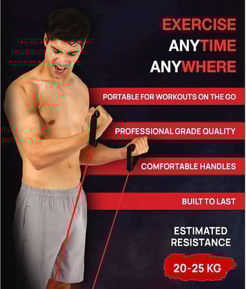 Fitness Resistance Toning Tube with Foam Handles, For Exercise & Stretching, Suitable in Home & Gym Workout - Multi Resistance (15 - 20 Kg)