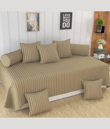Homefab India Cotton Solid Diwan Set 8 Pcs - Beige