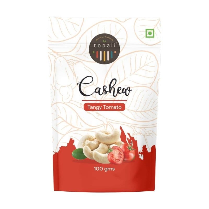 Topali Tangy Tomato Flavoured Cashew (100g) | Sweet & Sour Tomato Zest | Crispy Flavoured Nuts