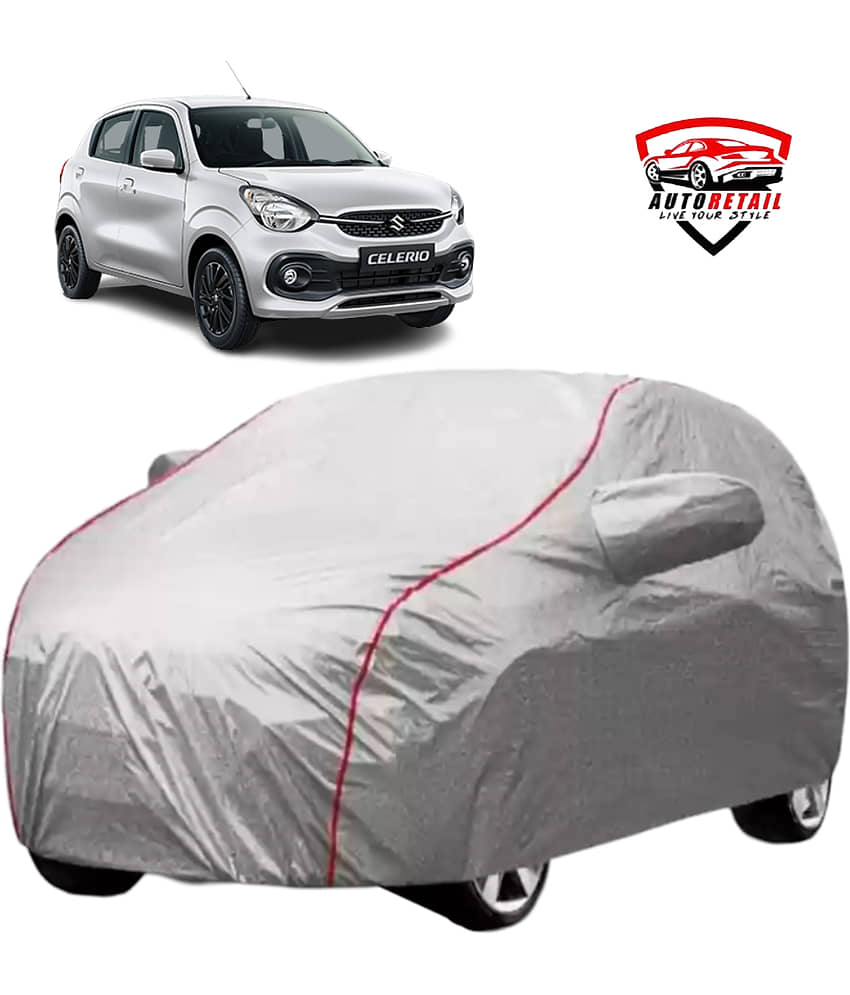 AutoRetail Car Body Cover for Maruti Suzuki Celerio With Mirror Pocket ( Pack of 1 ) , Silver