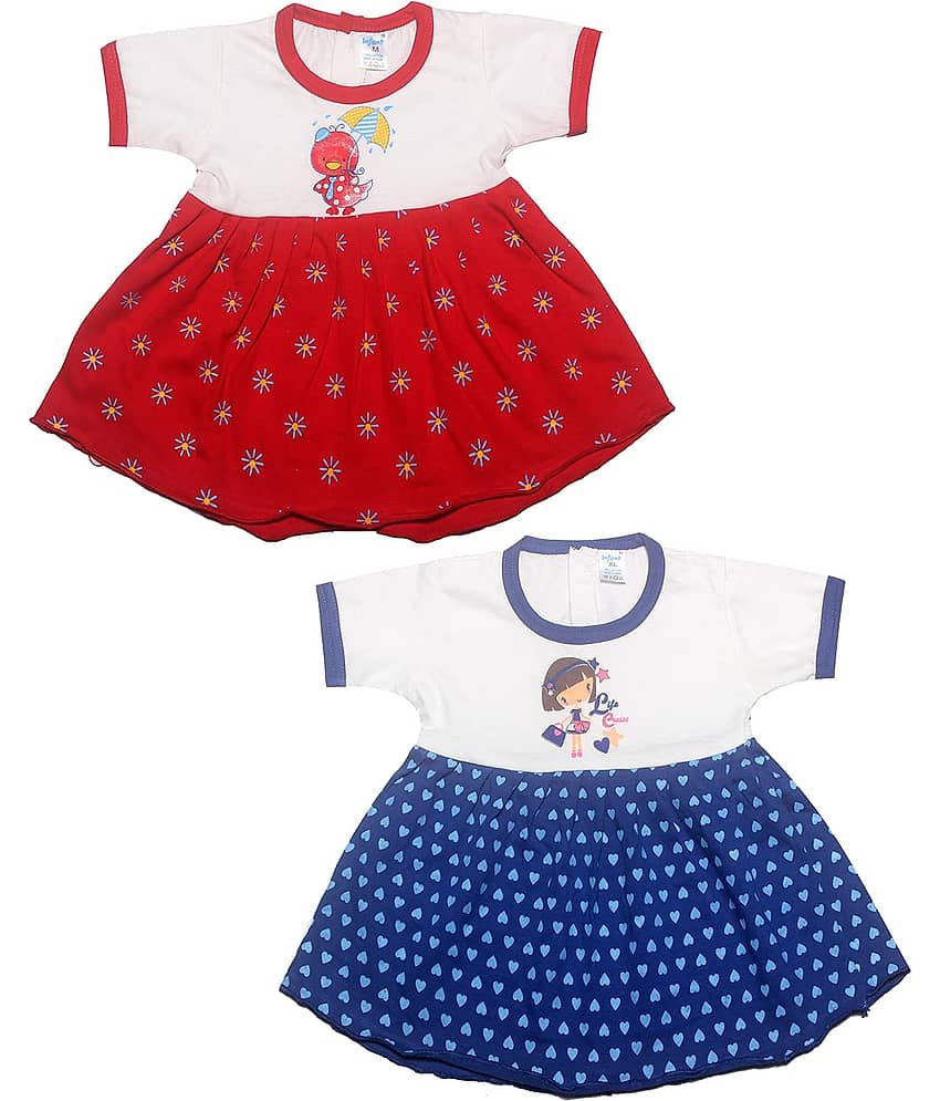 INFANT Pack of 2 Baby Girls 100% Cotton Frocks ( Multi )
