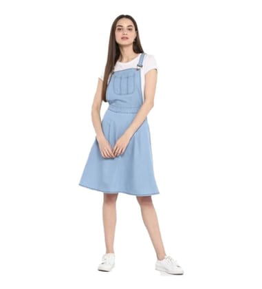 Women's Denim Solid Sleeveless Above Knee Dress (Blue, M)-PID55742 Women's Denim Solid Sleeveless Above Knee Dress (Blue, M)-PID55742
