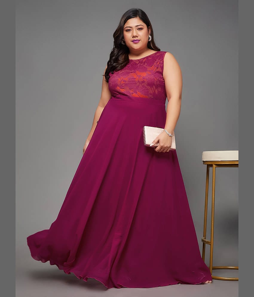 Miss Chase A+ Women Georgette Self Design Fit & Flare Dress ( Blue )