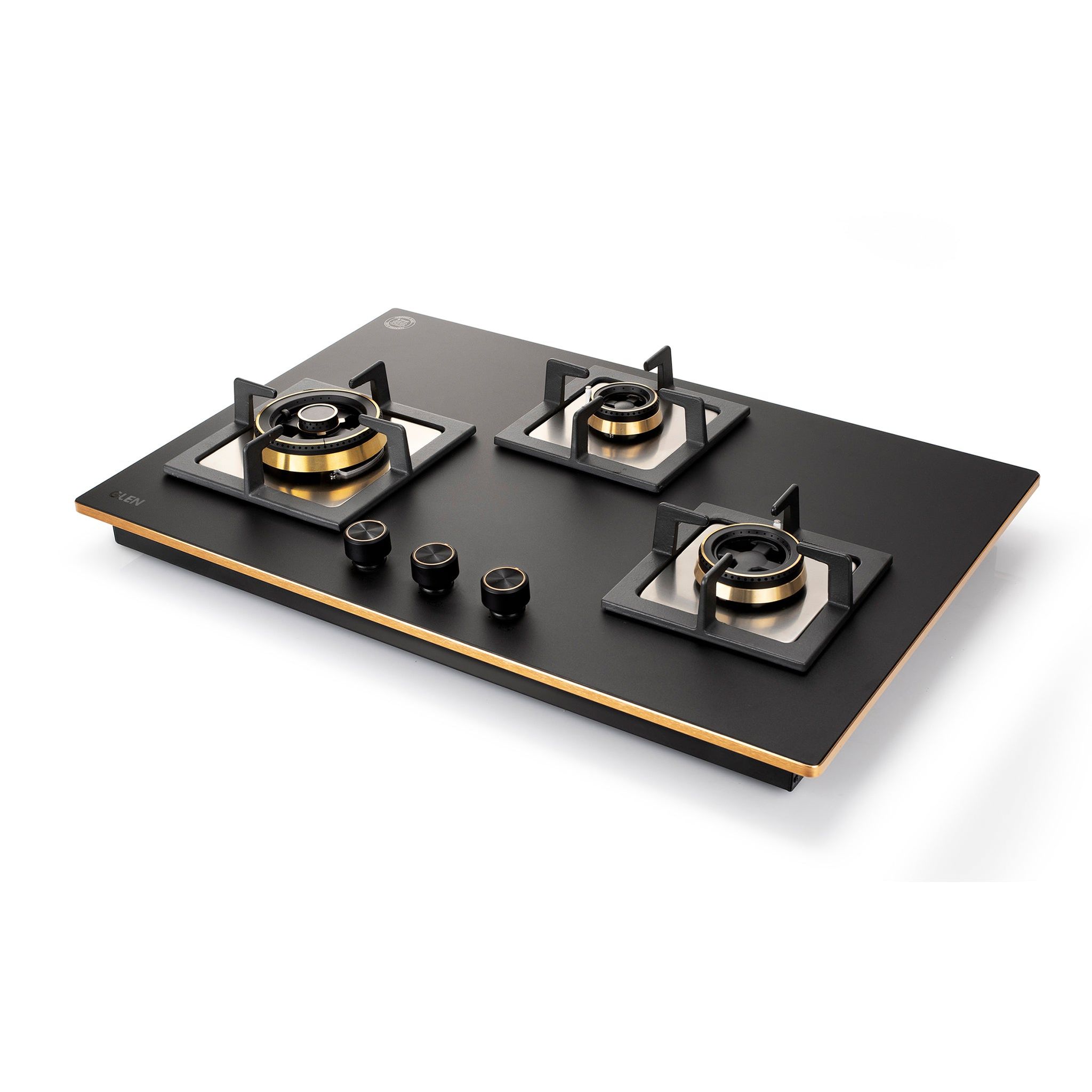 3 Burner Glass Hob Top Triple Ring Burner Total Brass Burners Auto Ignition (1073XLCIHTTTRMG)