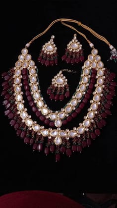 ZEVAR | Maroon kundan bridal set