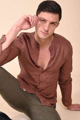 Bobby - Cotton Jacquard Solid Shirt - Chestnut-XL-44 / CHESTNUT