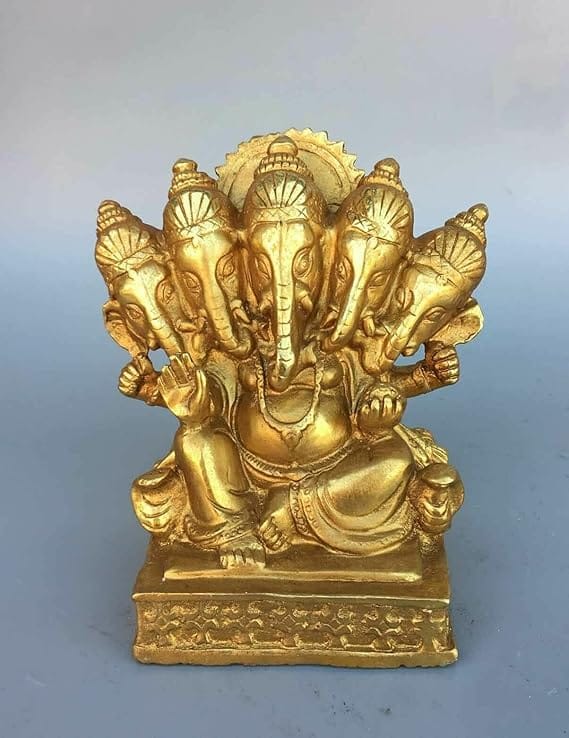 WELNO, Panchmukhi Ganesha Idol Statue Showpiece for Car Dashboard, Home Temple and Office