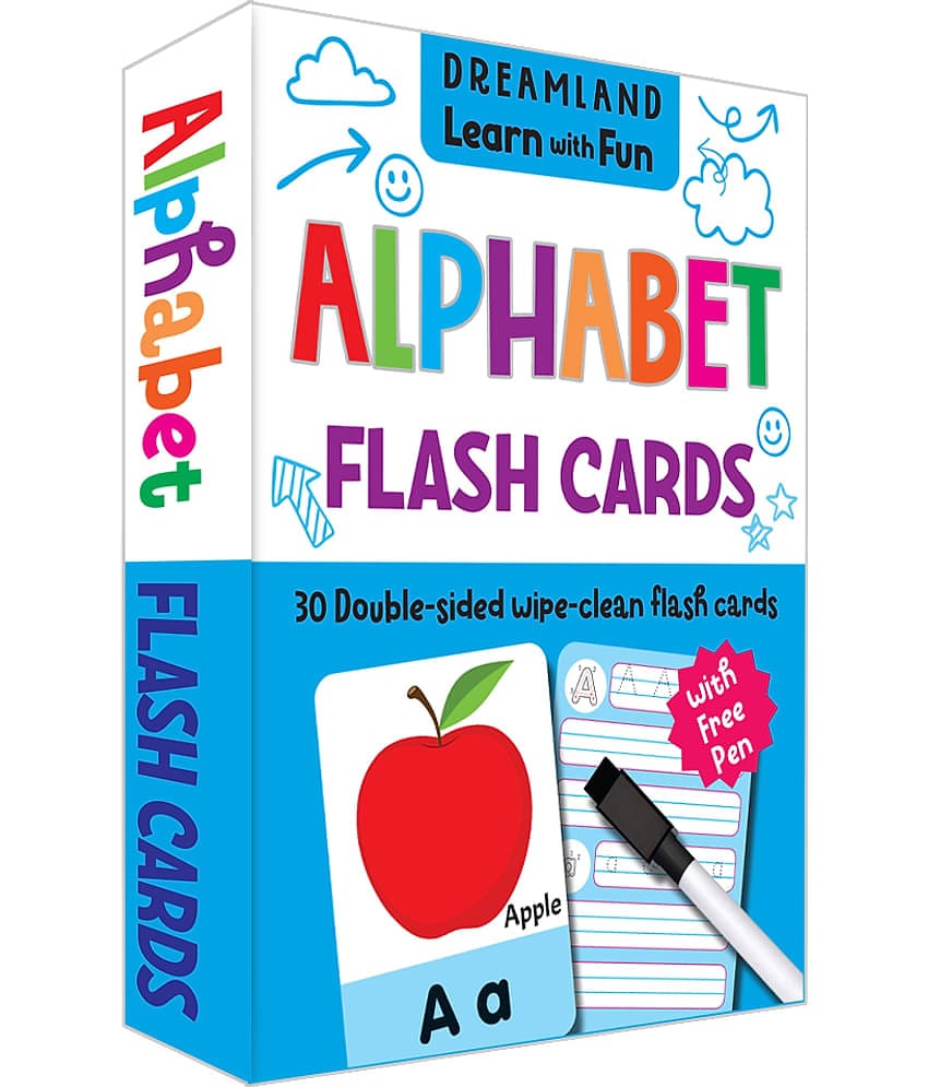 Flash Cards Alphabet - 30 Double Sided Wipe Clean Flash Cards for Kids (With Free Pen) - Early Learning