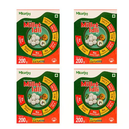 Milletsy Millet Idli Instant Mix Pack of 4 | 200 g each Milletsy Millet Idli Instant Mix Pack of 4 | 200 g each