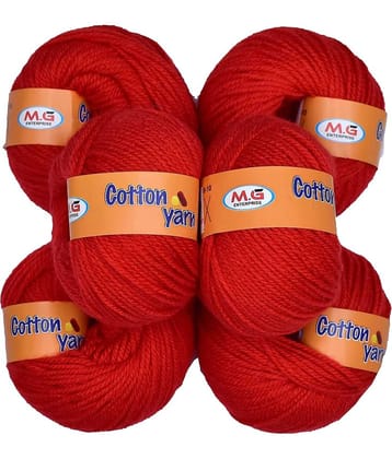 M.G ENTERPRISE Cotton Yarn Light Red (6 pc) Cotton Yarn 4 ply Wool Ball Hand Knitting Wool/Art Craft Soft Fingering Crochet Hook Yarn, Needle Knitting Yarn Thread Dyed