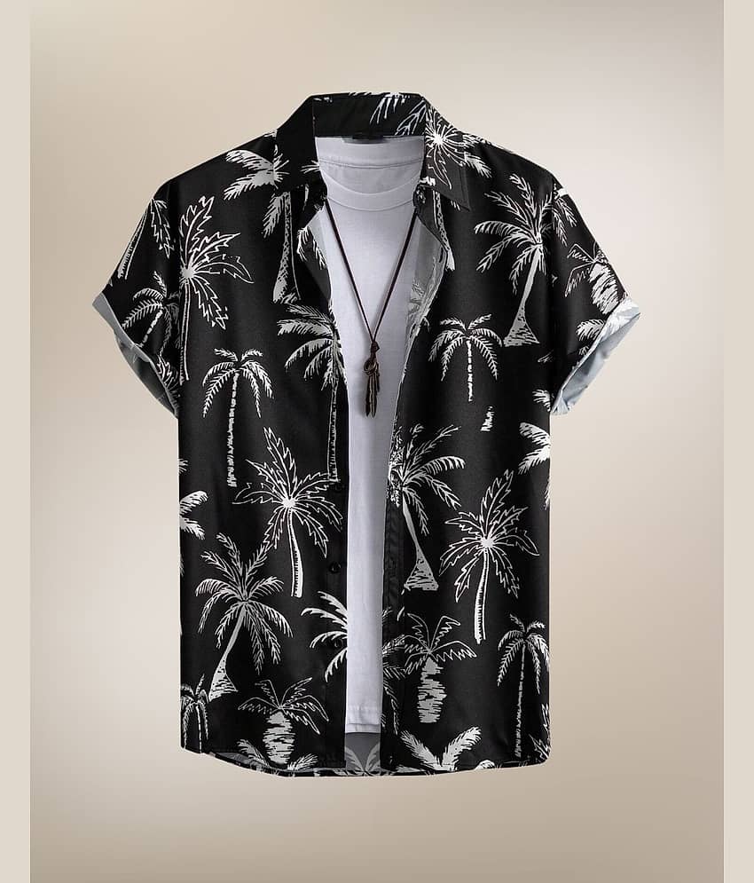 BEAUE Poly Cotton Regular Fit Printed Half Sleeves Men's Casual Shirt - Black ( Pack of 1 )