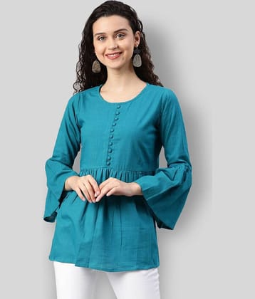 Yash Gallery Women's Cotton Empire Top ( Blue )