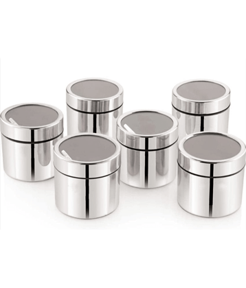 ATROCK - Spice Containers Steel Silver Food Container ( Set of 6 )