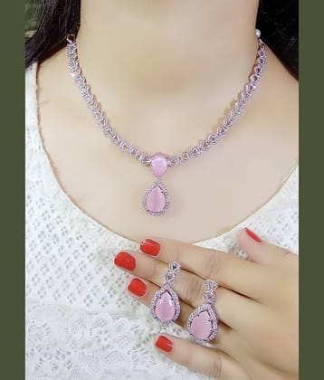 Ladymania White Alloy Necklace Set ( Pack of 1 )