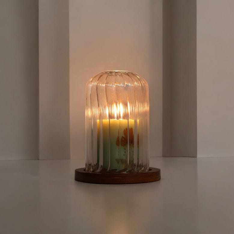 Decorative Glass Dome with Wooden Base