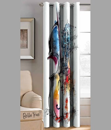 BELLA TRUE Abstract Printed Semi-Transparent Eyelet Curtain 5 ft ( Pack of 1 ) - Multicolor