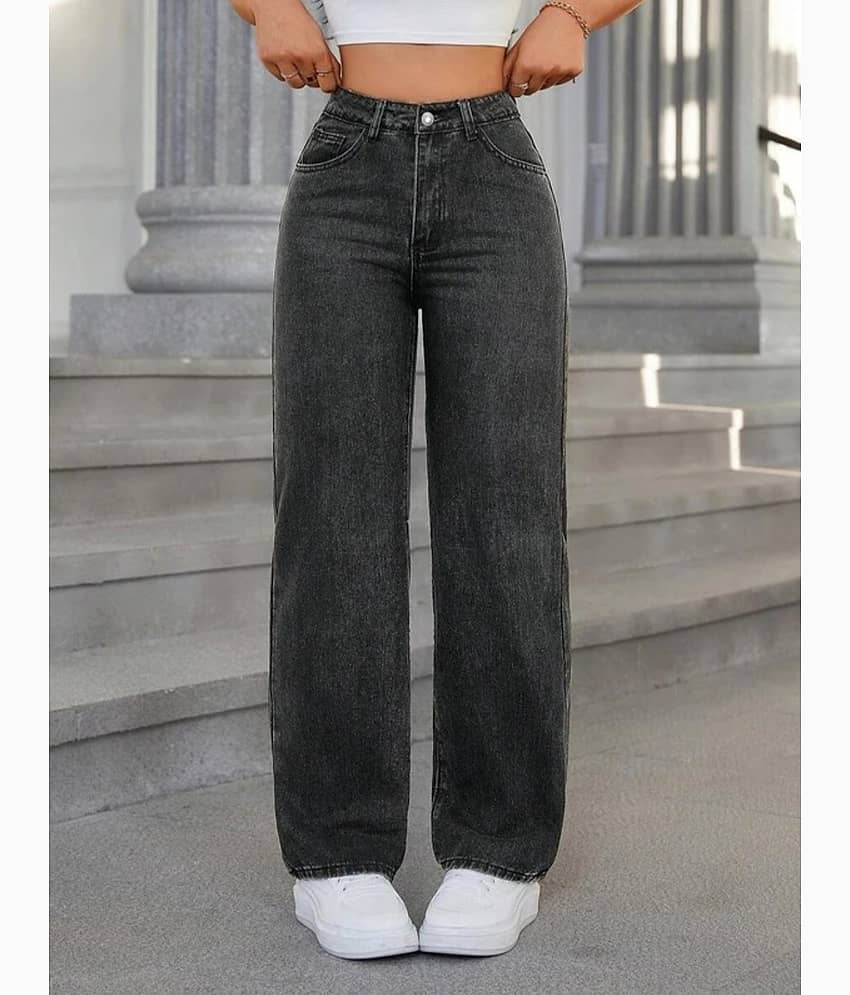 Gazal Fashions Women's Baggy High-Rise Jeans ( Charcoal )