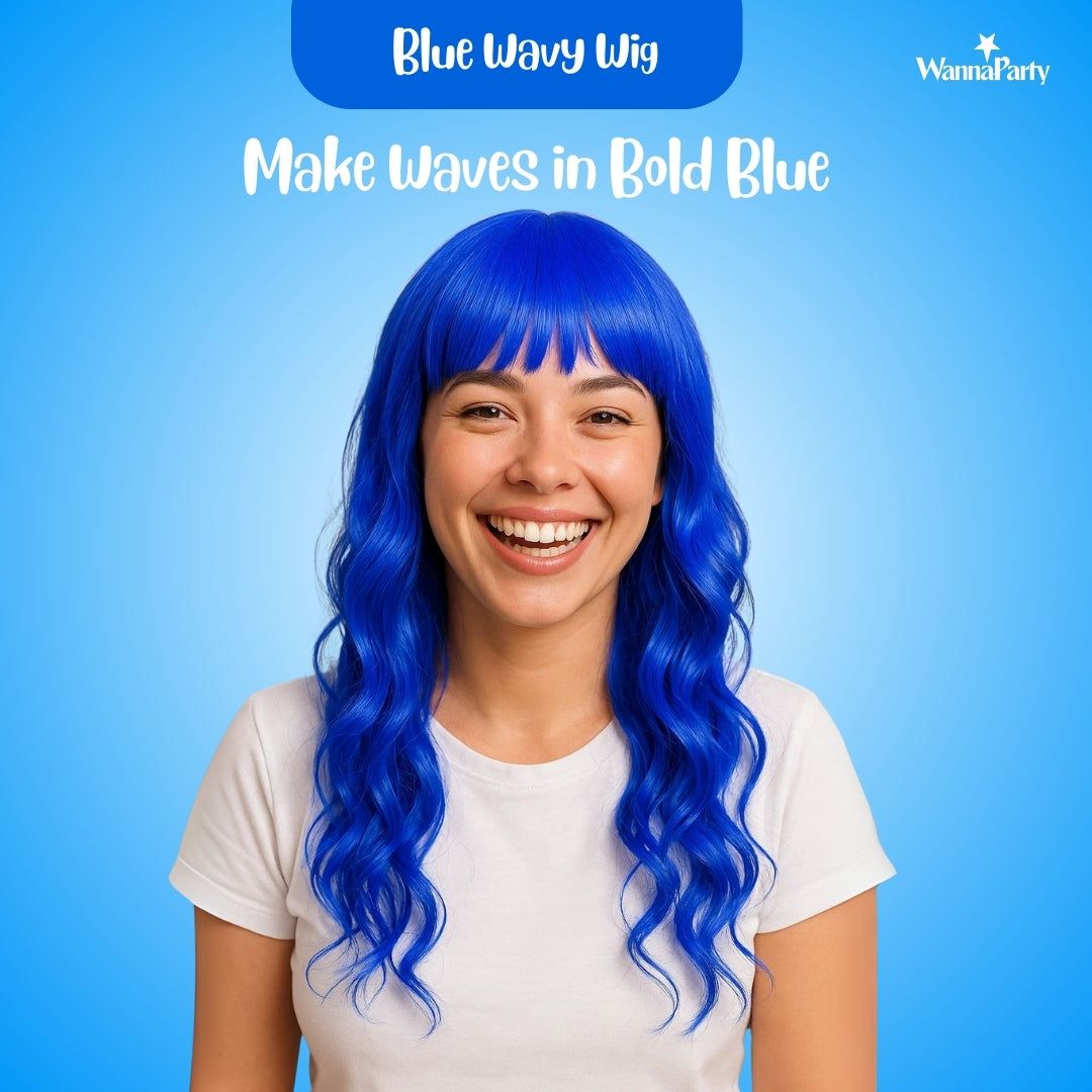 Curly Blue Wigs Long - 1PC