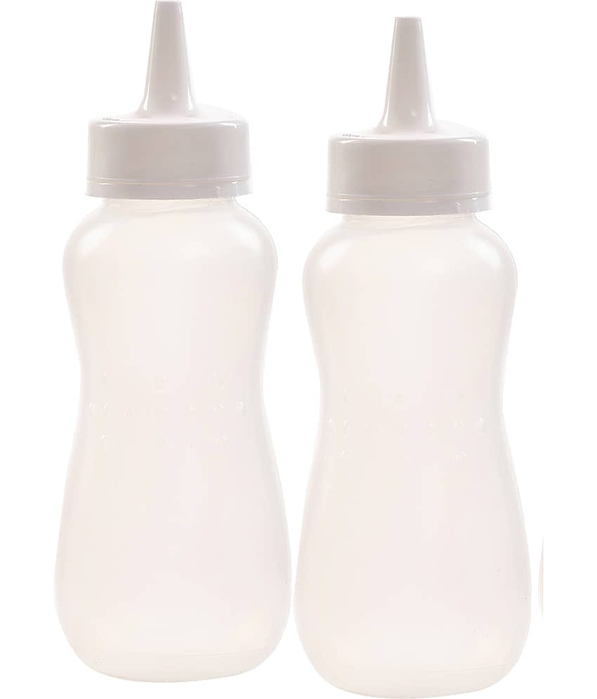 Generic Plastic Squeeze Bottle for Ketchup Honey Sauce Dispenser Bottle 750ml each, White, (2U)