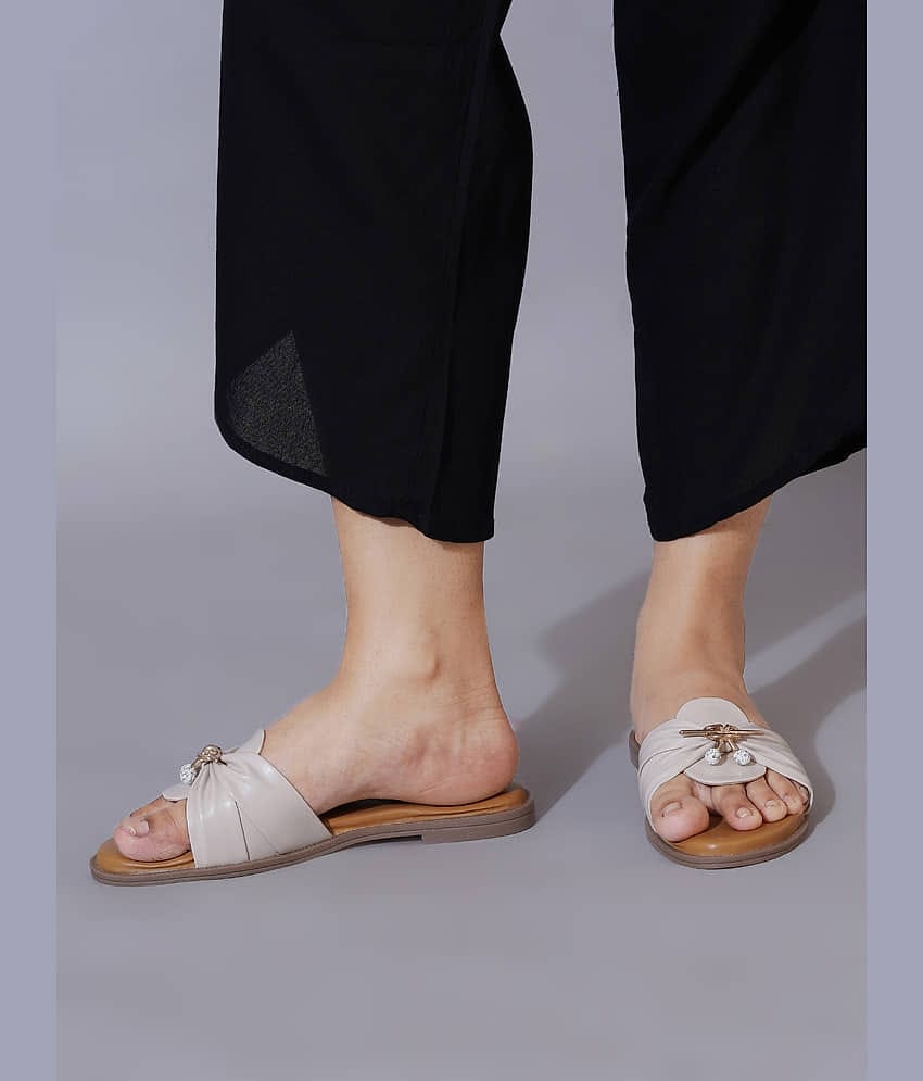 NZS Cream Women's Open Toe Flats