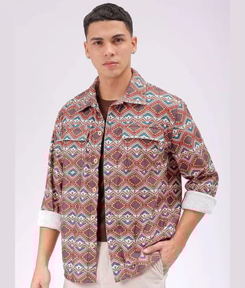 The Indian Garage Co Men Spread Collar Geometric Printed Casual Shirt - None
