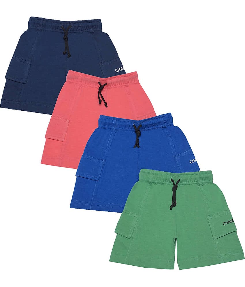 Dollar Champion Kidswear Pack of 4 Cotton Shorts For Boys ( Multicolor )