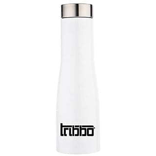 TRIBBO Stainless Steel Water Bottle 750 ML Water Bottles For Fridge School,Gym,Home,office,Boys   Girls Kids Leak Proof(WHITESTEEL CAP SET OF 1 750 ML Model-Flora)