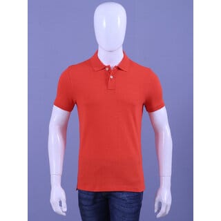 Men's Dk.Orange Enzyme Finish Solid Polo T-Shirt