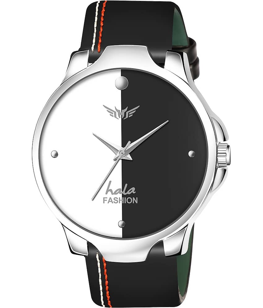 Hala Black Leather Analog Men's Watch