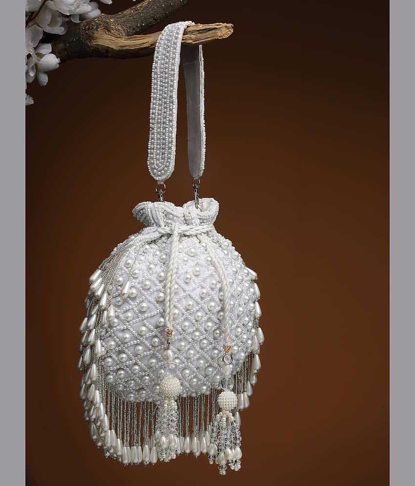 Anekaant White Velvet Potli