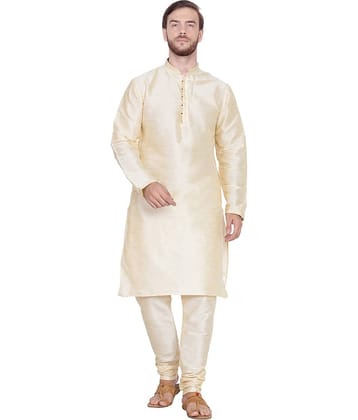 SKAVIJ Beige Silk Blend Kurta Pyjama Set