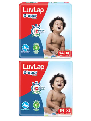 LuvLap Pant Style Baby Diapers, X-Large (XL), Pack of 2 (108 Count), For babies of Upto 12-17Kg with Aloe Vera Lotion for rash protection, with upto 12hr protection, Diapers