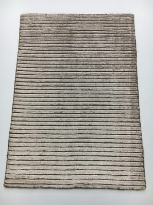 Hand-Knotted Wool & Bamboo Silk Rug  2x3 ft | Modern Geometric Design,  Ltbrown